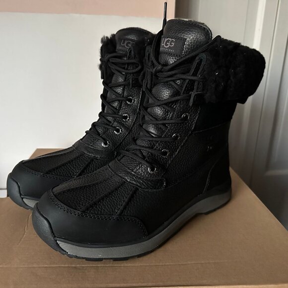 NIB UGG Adirondack III Black Leather Fur Lined Boots Women's Size 8.5  & 10 - Picture 6 of 8